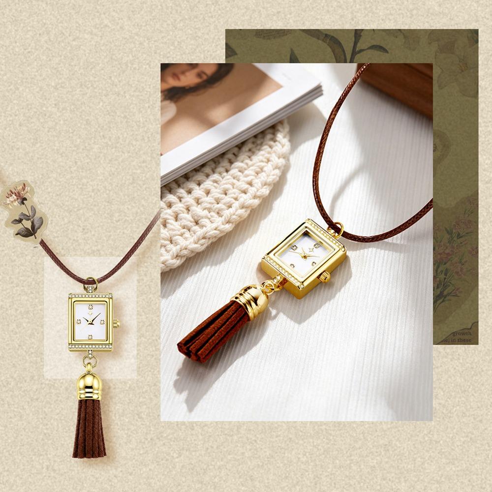 Damen Taschenuhr Französisch Elegantes Quasten-Anhänger-Halskette Für Sie Damen Geburtstagsgeschenk Quarzwerk Retro Mode Schmuck