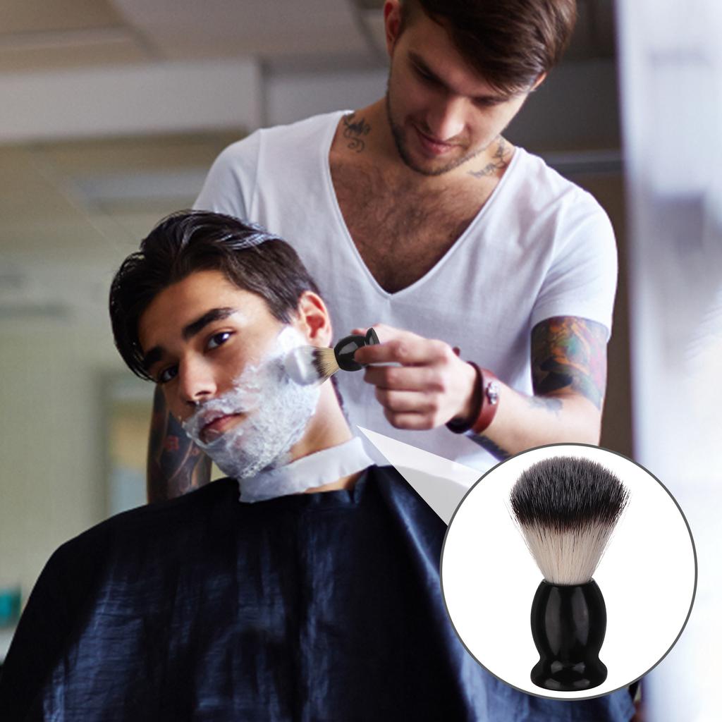 7Pcs Men Shaving Brush Wood Handle, Professional Salon Tools Hand Crafted Shaving Brush Wood Handle Black Wood Handle Shave Brus