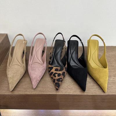 Spring New Brand Women Sandal Fashion Pointed Toe Shallow Slip On Ladies Elegant Slingback Shoes Thin High Heel Pumps