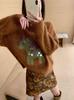 2025 Autumn/Winter Chic Korean Brown Knit Sweater with Little Horse Embroidery – Women's Soft, Loose Fit Top