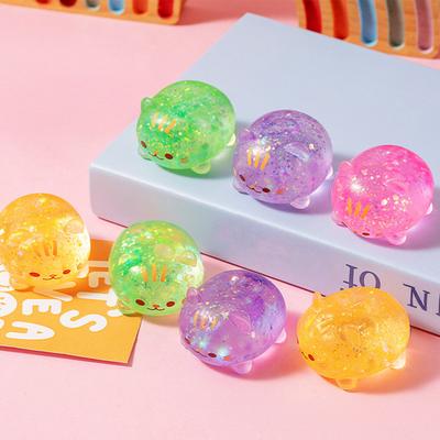 1/2/3Pcs Mini Cat Squeeze Toy Stress Relief Clear Glitter Kitten Stress Sugar Ball Sensory Toy Decompression Fidget Toy Party Favors