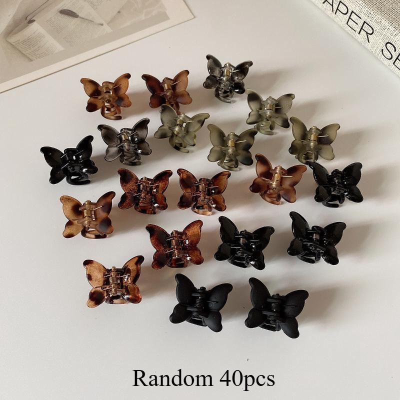 

40 Pcs Mini Butterfly Hair Clips 0.8 Small Butterfly Clips for Hair Neutral Leopard Color Small Claw Clips Hair Styling