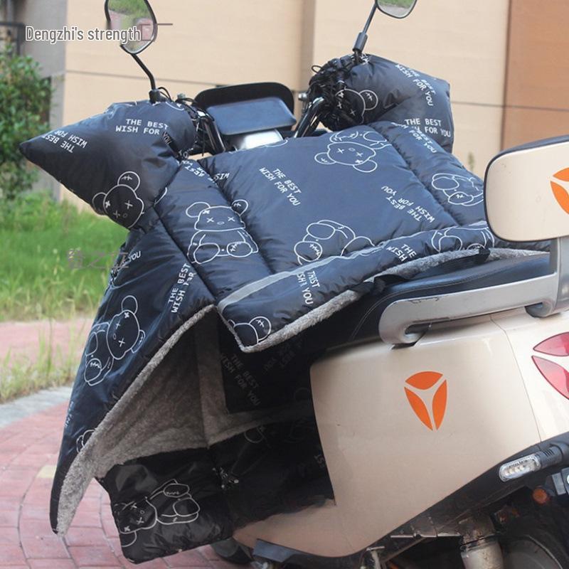 Zimowa osłona przedniej szyby do samochodu elektrycznego i motocykla - Wyściełana polarem, Pogrubiona, Wodoodporna, Wiatroszczelna, Ochrona przed zimnem.