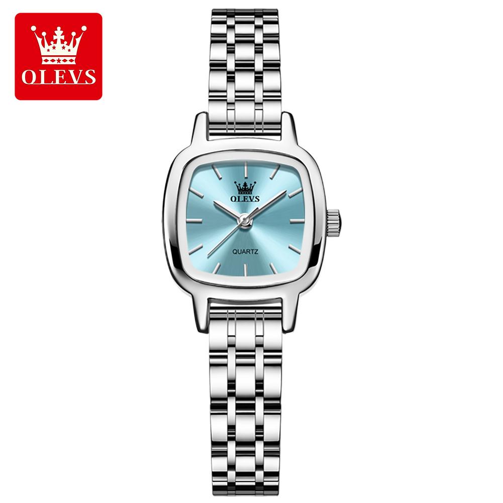 OLEVS 5675 NEW Woman Watch Elegant Square Waterproof Ladies Wristwatch Gifts Original Solid Steel Strap Quartz Watches For Women