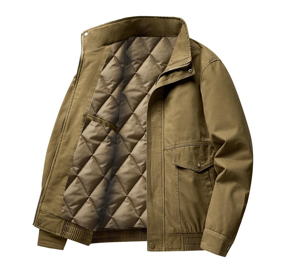 

Winter Men s Military-Style Quilted Lapel Jacket with Added Cotton - Plus Size Available 4XL