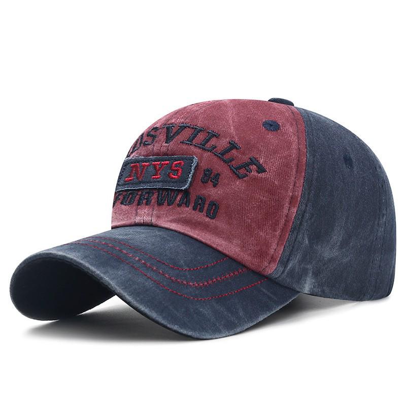 Unisex Distressed Embroidered Cotton Baseball Cap with Soft Brim for Sun Protection