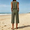 Women's Fashionable Casual Round-Neck Sleeveless Two-Piece Set