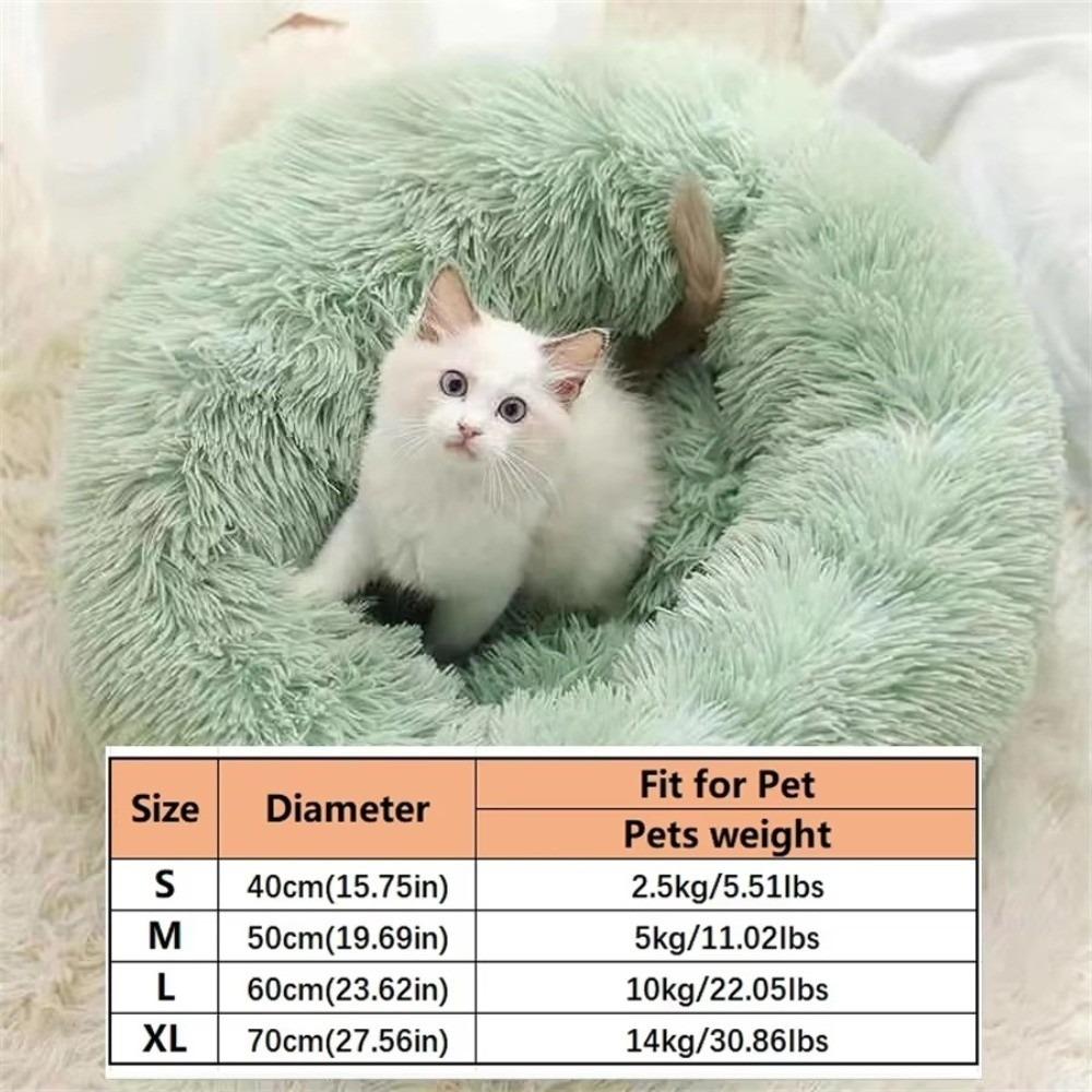 New Soft Pet Cat Bed Pad Warm Donut Round Dog Calm Bed Faux Fur Comfortable Sleeping Bed for Small Dog and Cat