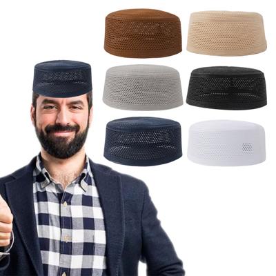 Men Top Hat with Mesh Design Ethnic Style Strong Breathability Solid Color