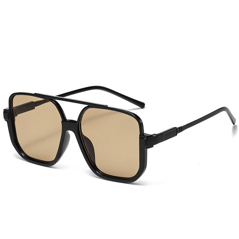 Retro Big Half Frame Women Square Sunglasses Black Circular Cool Men Sunglasses One Piece Designer Pilot Sun Glasses for Female