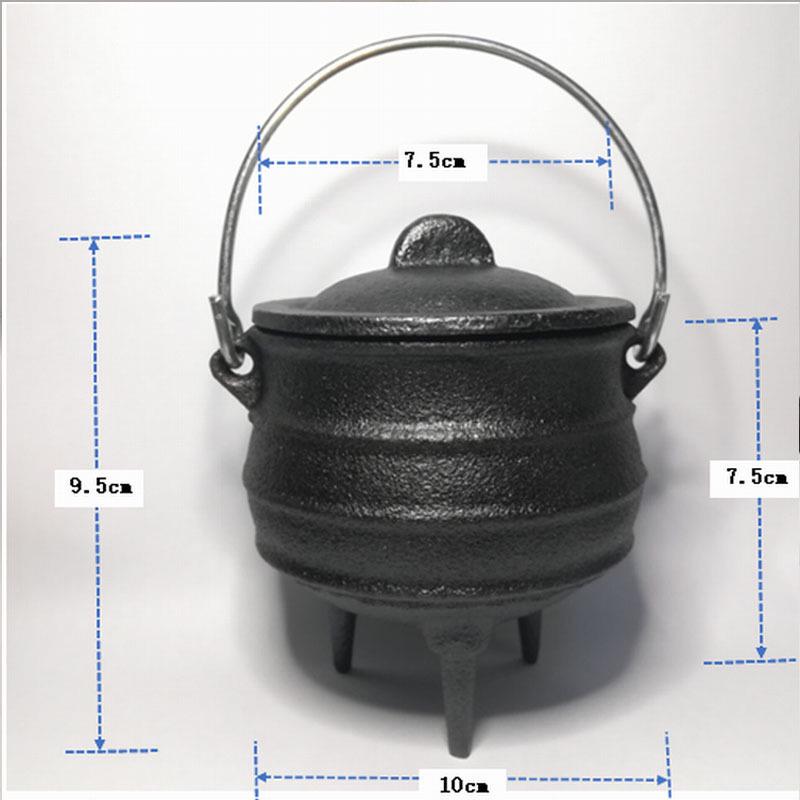 Handmade Cast Iron Geometric Tripod Pot: Retro Ornaments & Ritual Decor