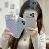 Simple Korean Style Diamond Grid Star Phone Case for Apple iPhone 17 Pro Max, 16PM, 15, and 14 - Perfect for Couples