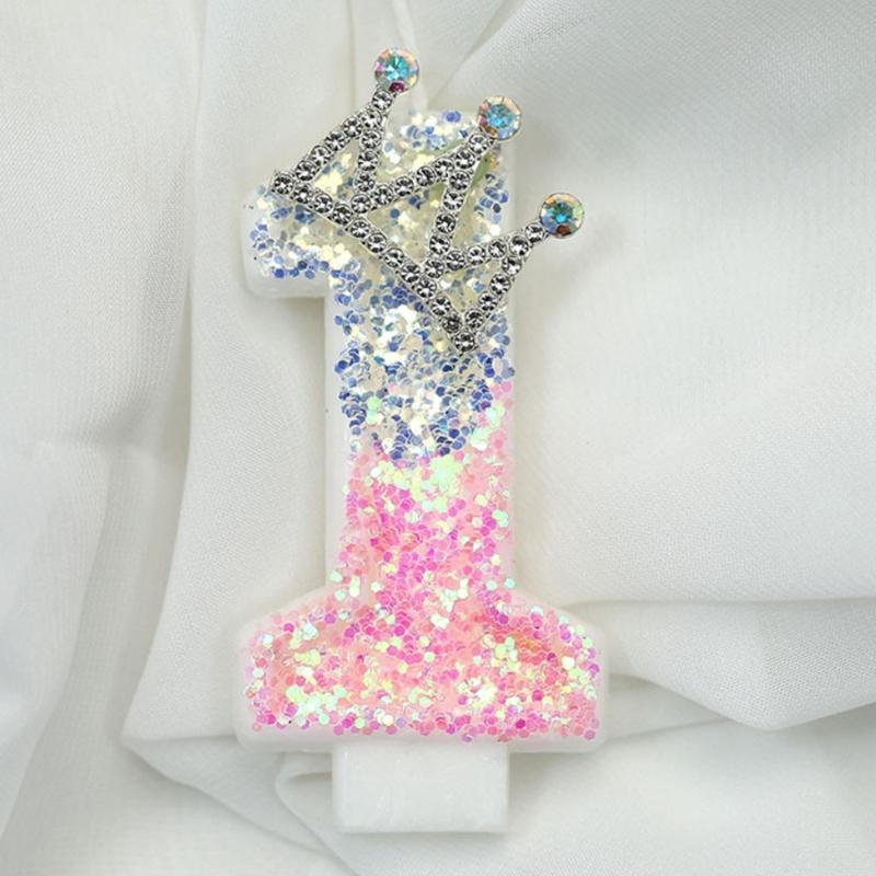 Birthday Candle Pink Crown Number Cake Candle,Birthday Cake Toppers Cupcakes Decorations Anniversary Celebrations Supplies