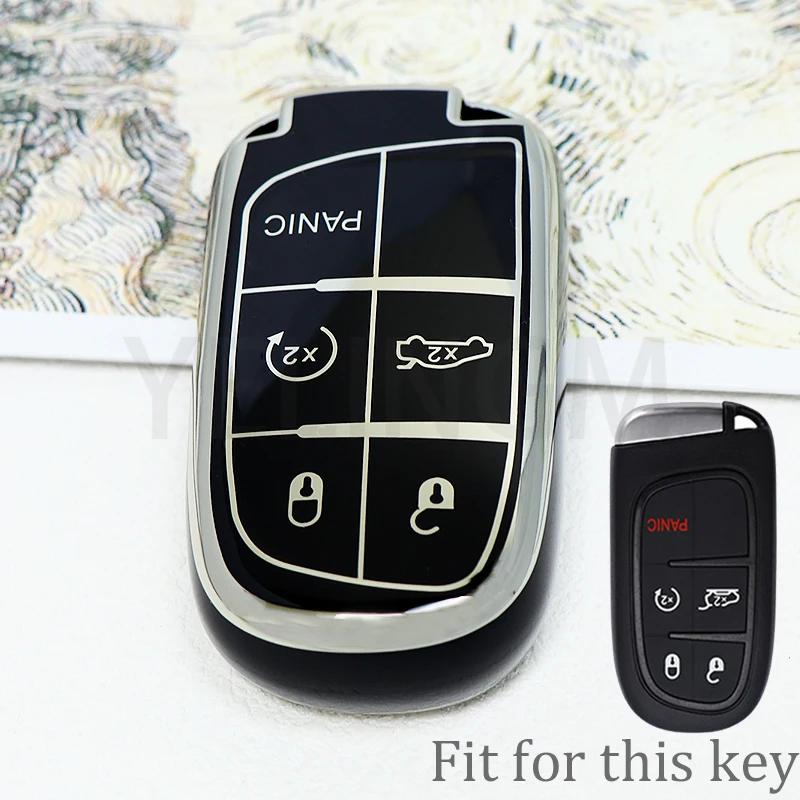 3 5 Buttons Soft Tpu Car Key Case Cover For Jeep Grand Cherokee Dodge Jcuv Dart Journey Chrysler 300C Fiat Remote Fob Keychain