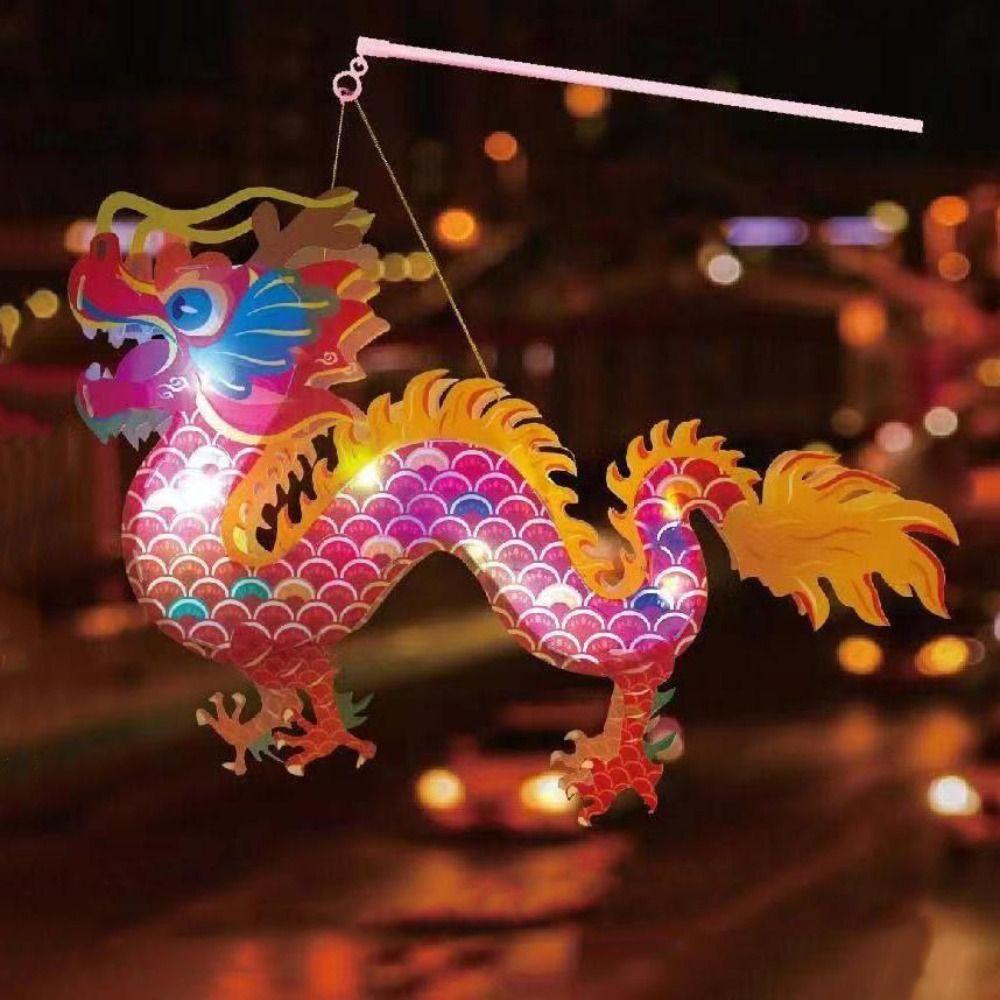 Luminous Mid-Autumn Dragon Dance Lantern DIY Craft Handheld Dragon Lantern  New Year