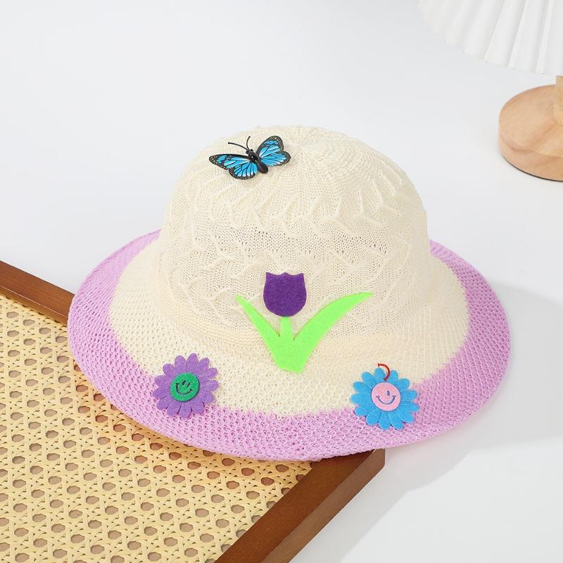 Spring and Summer Macaron Baby Sun Hat Girls Children's Fun Butterfly Flower Cute Sun Hat Children's Gift