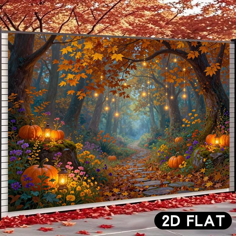 2D flat 1pc banner - Autumn Forest Scenery Horizontal Banner Decorationzyc