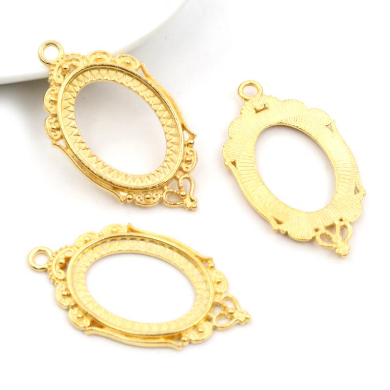 10pcs 18x25mm Inner Size 7 Colors Vintage Style Cameo Cabochon Base Setting Charms Pendant Necklace Findings