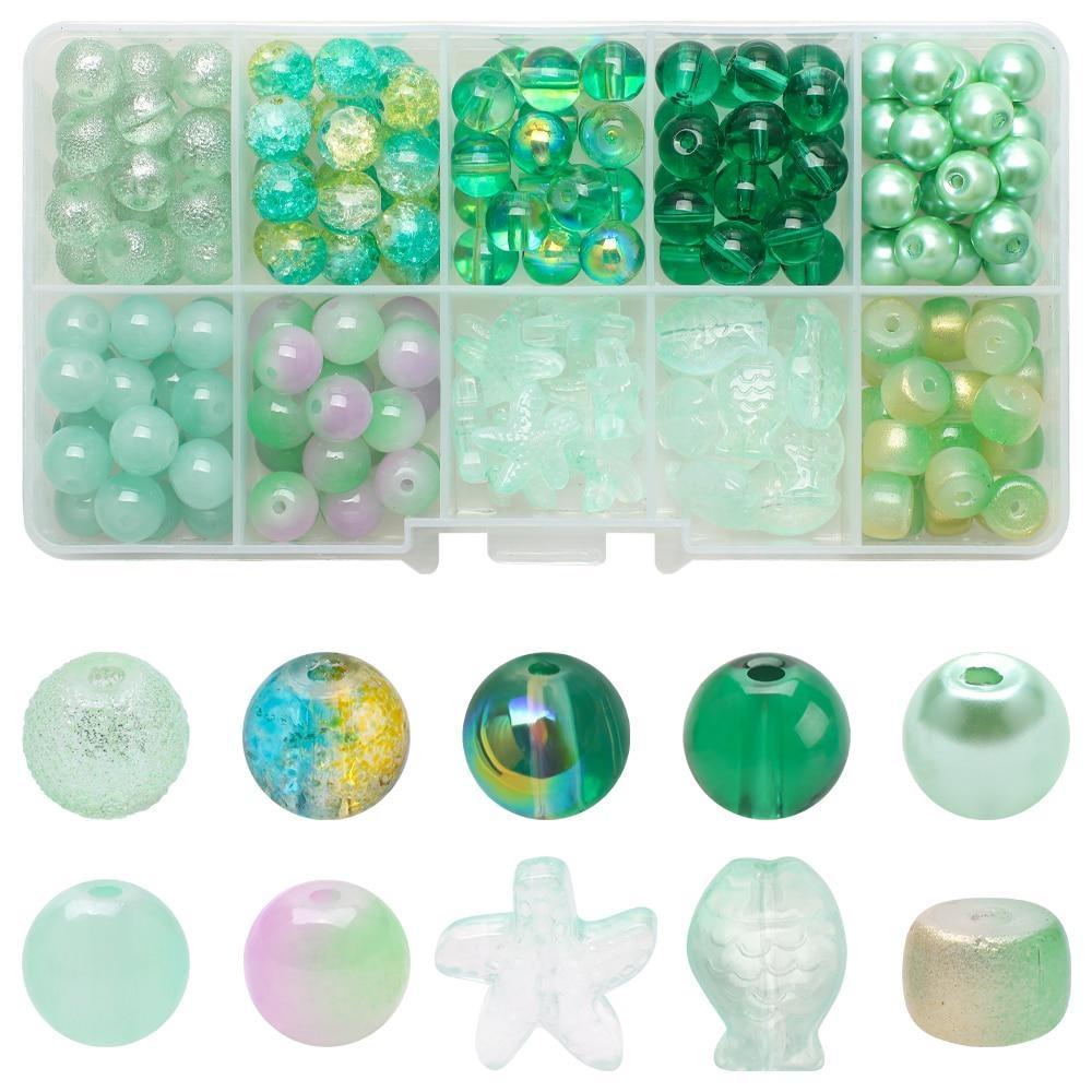 10 Grids/Box Kristall Glas Perlen Schmuck Herstellung Kits Naturstein Seestern Fisch Handwerk Für DIY Armband Halskette
