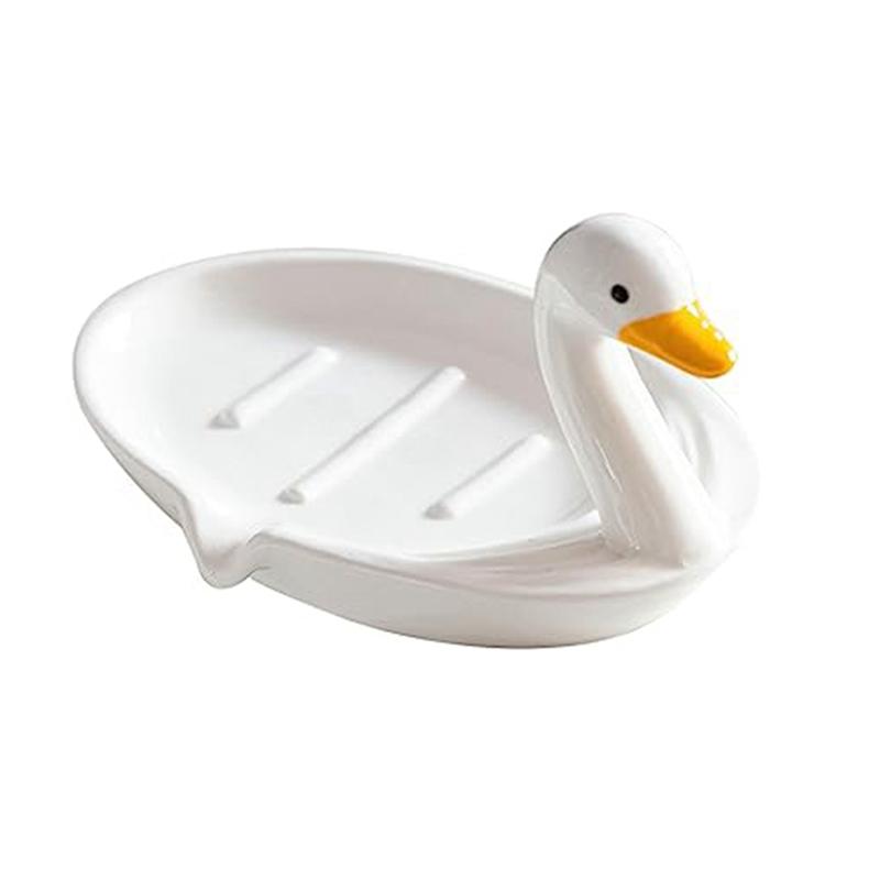 Porte-savon Canard Animal Mignon Porte-savon Auto-Drainant Boîte à Savon avec Égouttoir pour Douche Salle de Bain Cuisine