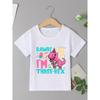 Lässiges Jungen-T-Shirt, Dino-Print zum 3. Geburtstag, Bequemes Oberteil mit kurzen Ärmeln und Rundhalsausschnitt, Sommerkleidung für Jungen
