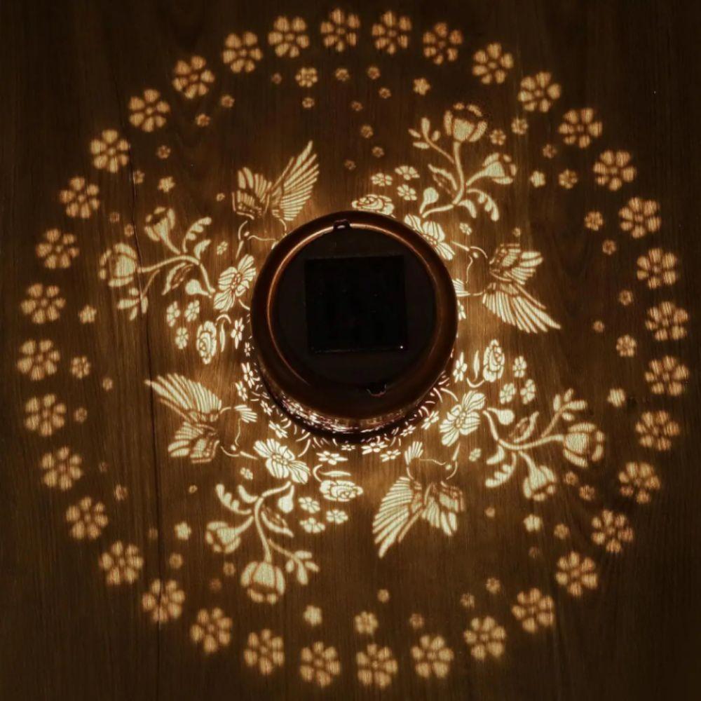 Waterproof Solar Lantern Metal Material Hummingbird Design LED Garden Light Sunflower Shape Vintage Style Outdoor Lantern