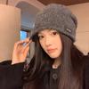 Premium cold hat women's autumn and winter big head circumference retro stacking hat showing face small wool hat curled thin