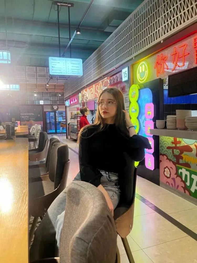 Long Sleeve Crop Top Phumee Mock Neck Flared Sleeves  Rib-knit  A1814