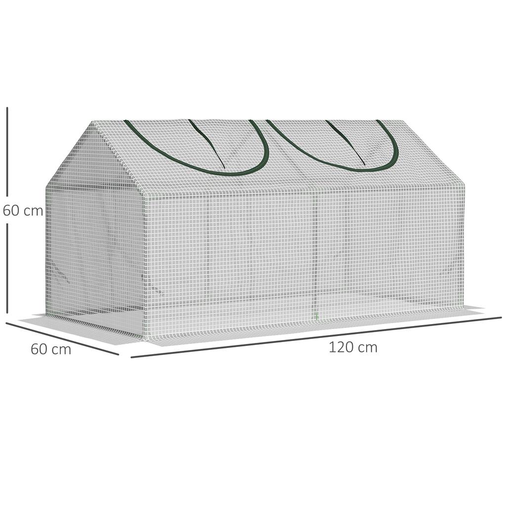 Greenhouse with Windows, PE Mesh Film, Foil Greenhouse Made of Steel, Hothouse for Balcony, Garden, Tomato House 120x60x60cm
