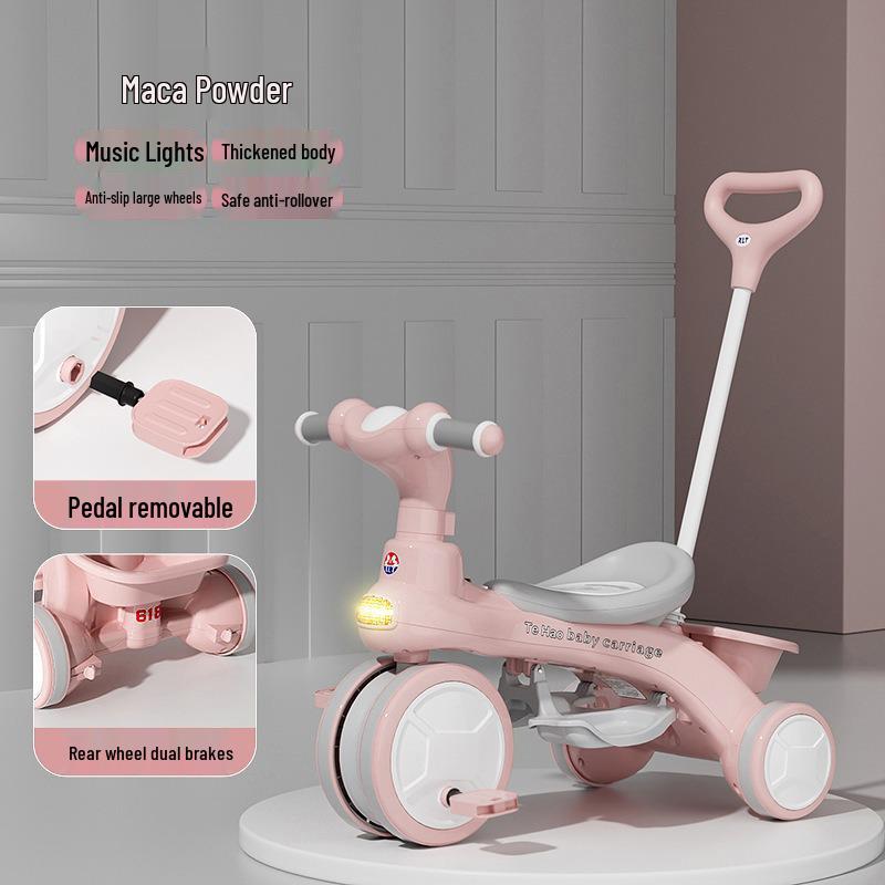 

Детский трехколесный велосипед и самокат-коляска 4-в-1 для мальчиков и девочек