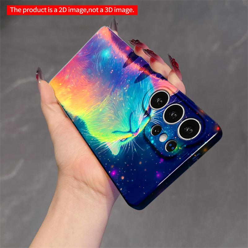 2DFlat Samsung phone case Cosmic Cat Glowing in Rainbow Stars Applicable to Galaxy S22 S23 S24 S25ULTRA S26 A12 A13 A14 A15 A16