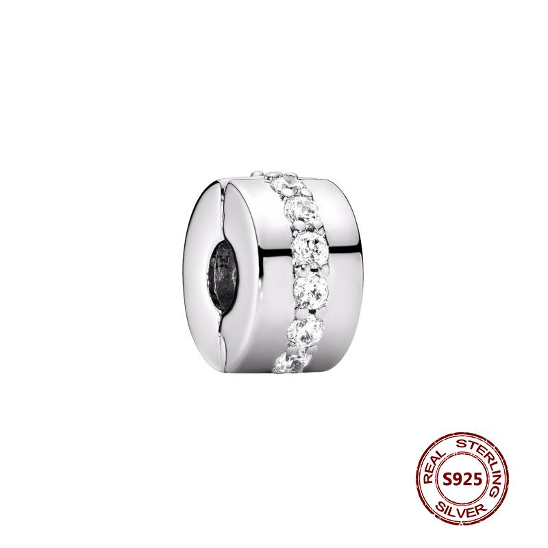 Clipe encantos caber pulseiras originais colorido zircão fivela s925 prata espumante contas redondas diy jóias fazendo acessório