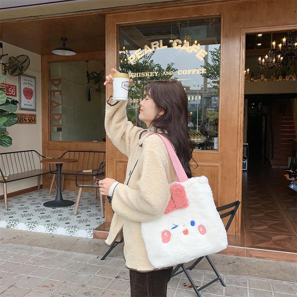 Elegant Plush Cartoon Rabbit Tote Bag Perfect For Casual Days And Commutes Work