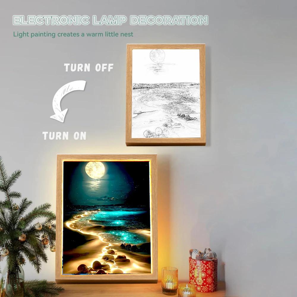 Light Painting Picture Frame Modern Landscape LED Night Light Room Decor Art Atmosphere Christmas Gifts Bedside Table Mood Lamp