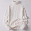 Maglione Pullover da Uomo Trendy a Collo Alto a Maglia a Tinta Unita Spesso