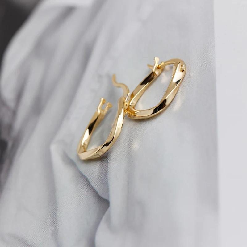 Trendy Personality 925 Sterling Silver Geometric Hoop Earrings Gold Plated Twist Hoop Jewelry for Weddings Parties and Gifts