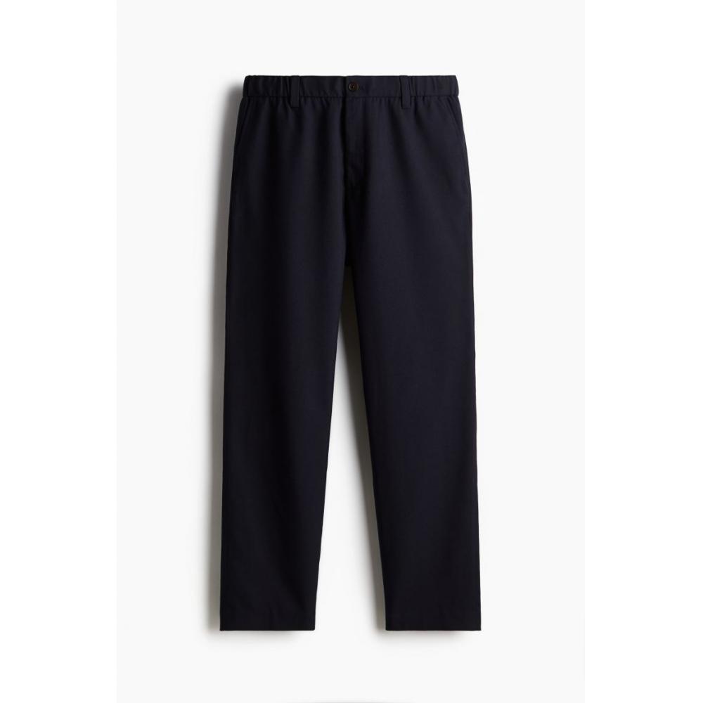 H M Regular Fit Twill Pants Navy Blue