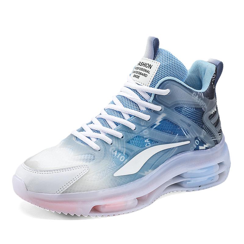 New High-top Casual Sports Shoes Fashion Fashion Shoes Male Students Street Lace-up Splicing Breathable Springback Running Shoes