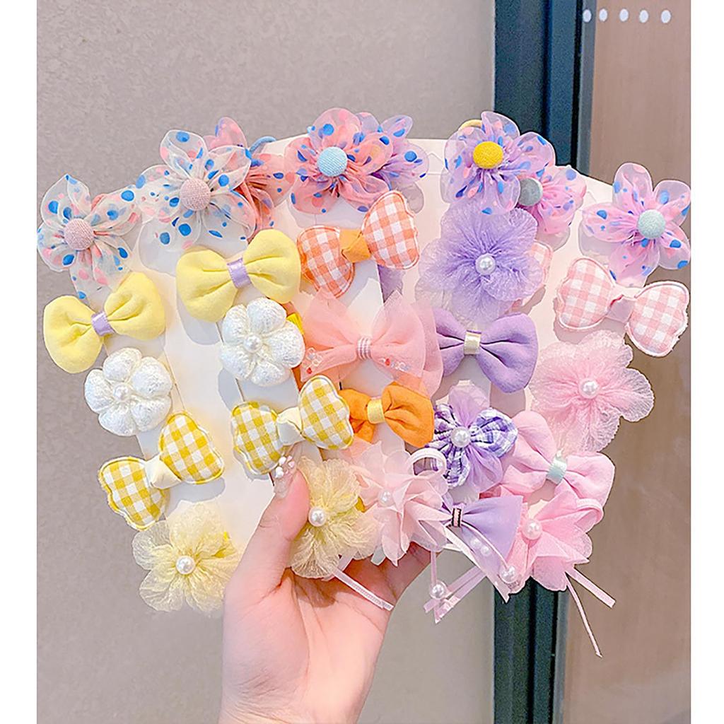 Akkerds Kids Hair Clip Set, Stylish, Girls, 20-Piece Deluxe Set, Bows, Tangle-Free Hair Ties, Stylish Hair Accessories for Kids and Girls, Colorful