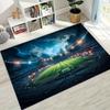 3D Grüner Schwarzer Fußballfeld Stadion Teppich für Schlafzimmer Wohnzimmer Sofa Zuhause Fußabtreter Dekor, Größere Kinder Spiel Rutschfeste Bodenmatte