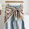 Spring and autumn green atmosphere floral triangle scarf girl versatile headscarf silk scarf small scarf shawl decorative fart curtain