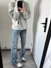 American retro light blue extended jeans men's and women's teen pants slim-fitting and thin straight and slightly pulled pants