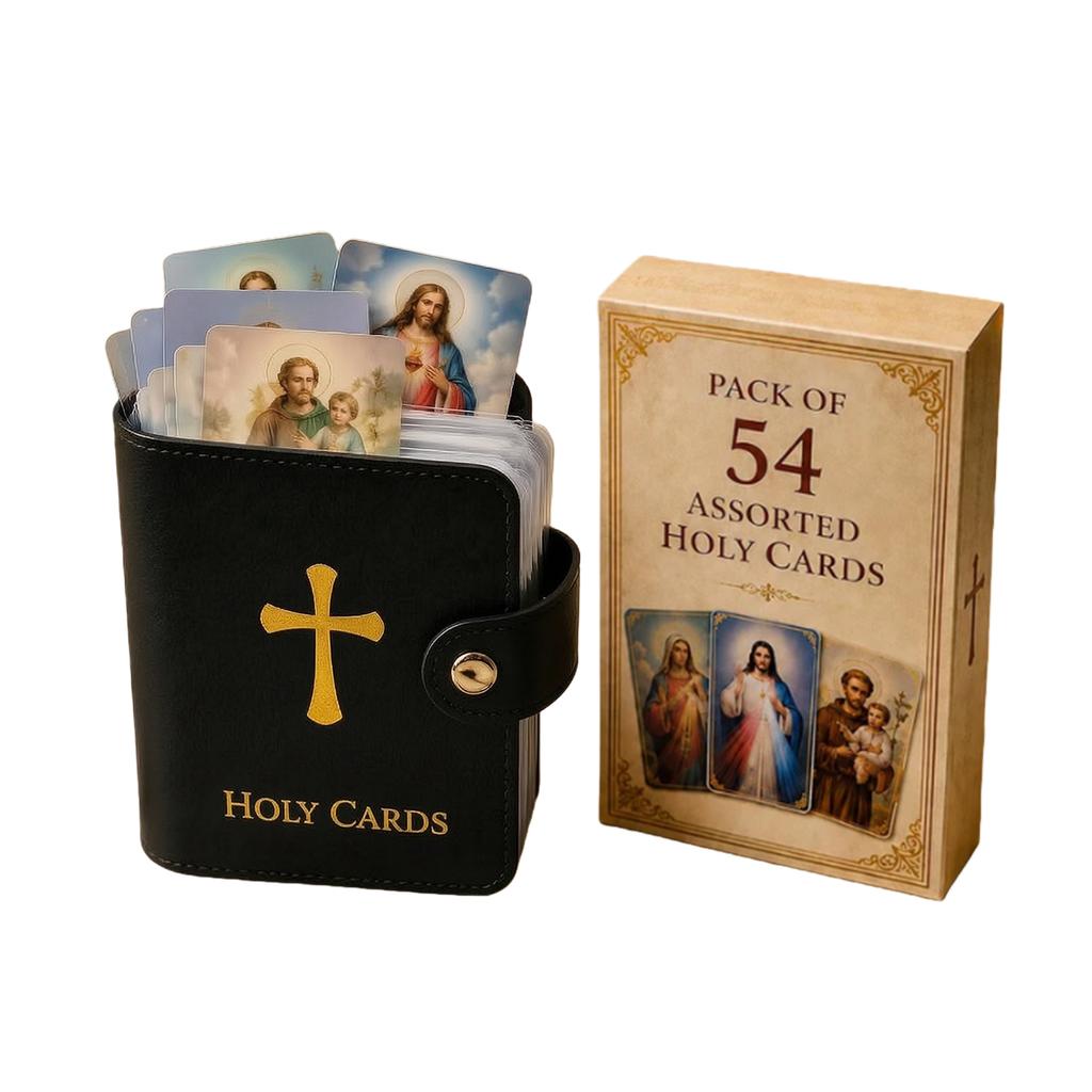 Kompakter Taschen-Gebetskarten-Organizer mit Druckknopfverschluss Mini-Heiligenkarten-Geldbörse Mehrzweck für Gottesdienst/Beerdigung/Anima/Kreuz