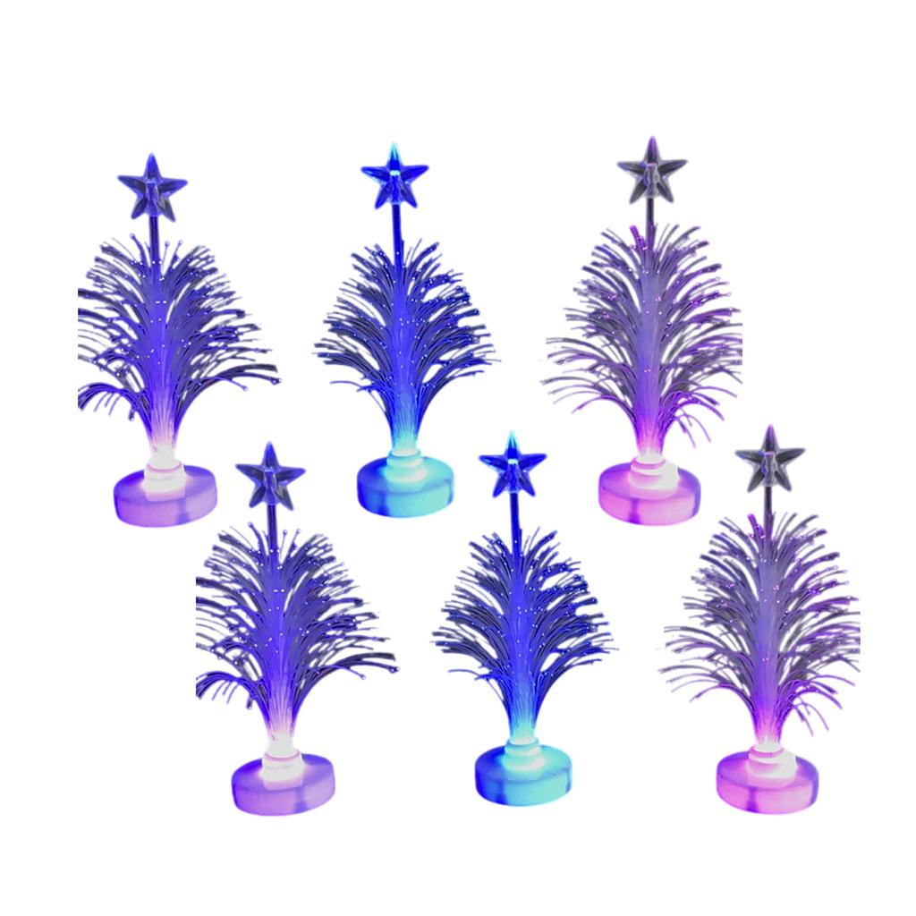Set Of 6 Multi Color Light Up Christmas Trees Display Ornament Perfect For Creating A Magical Holiday Atmosphere