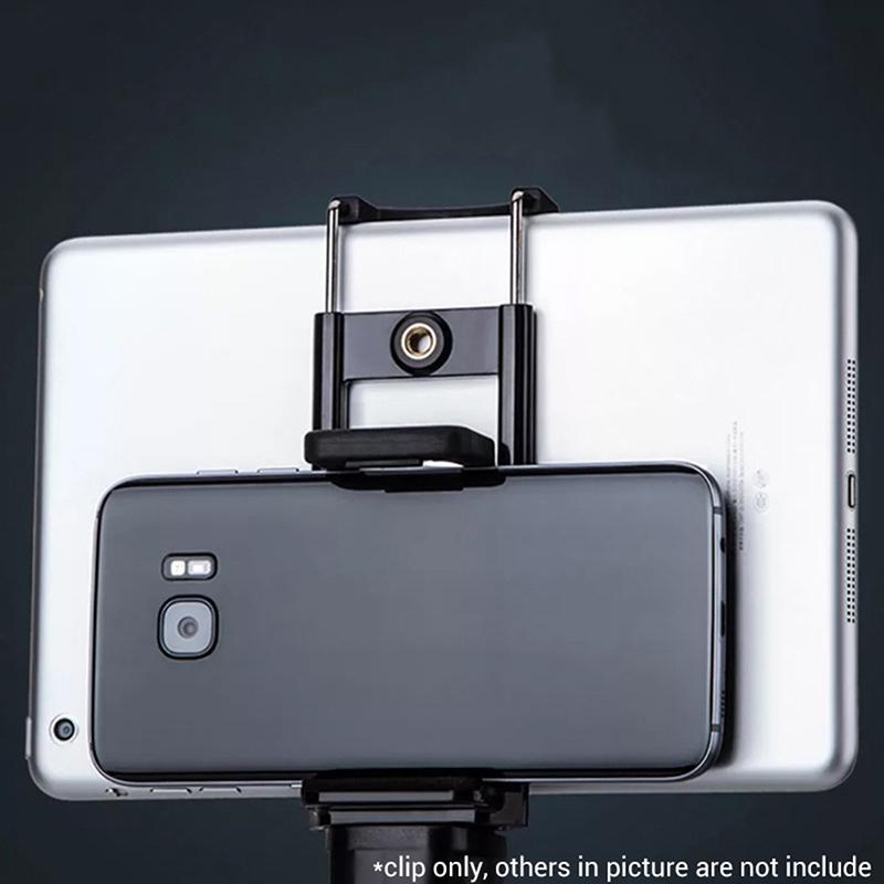 Universal Tablet Phone 2 In 1 1/4" Tripod Mount Clamp Holder Bracket Selfie Clip