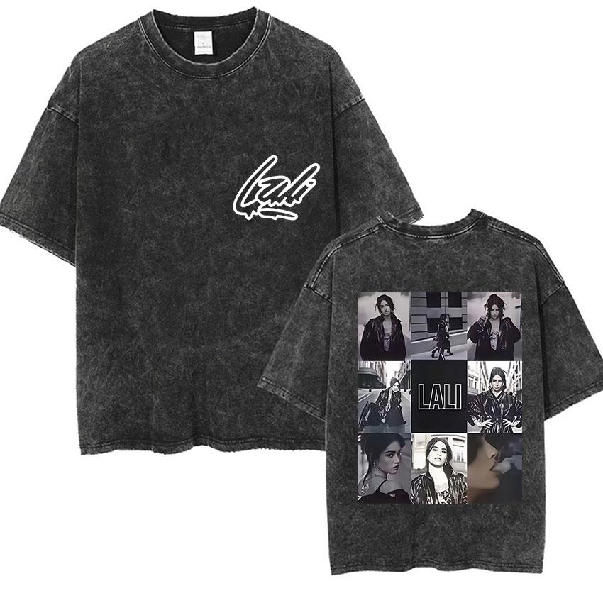 Singer Lali Esposito Tour Album Vintage Washed T Shirts Men Women Hip Hop Oversized Tshirt Summer Cotton Short Sleeve Tees