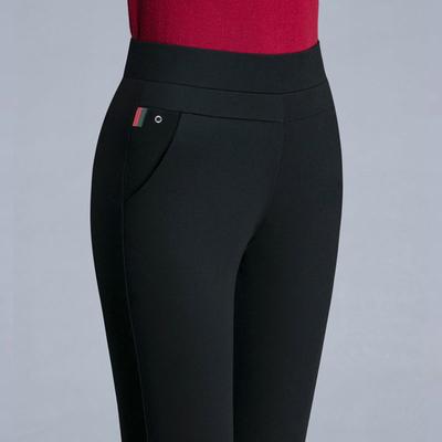 Spring Fleece Thin Black Elegant Women's Pant Casual Elastic Basics Slim Femal Clothing Fashion Pencil Pants Office Lady Trousers