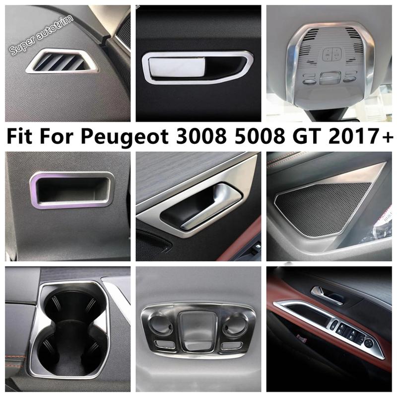 Seat Adjust Panel / Head Lamp Light / Glove Box Sequin / Window Lift Cover Trim Accessories For Peugeot 3008 5008 GT 2017 -