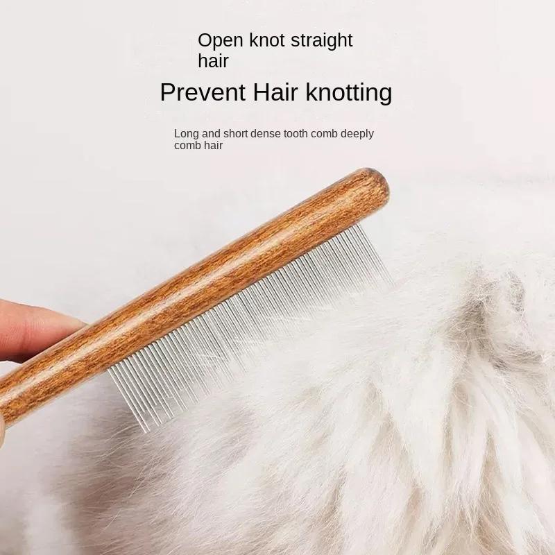 Pet Cats Comb Cats Accessories Stainless Steel Pet Hair Remover Wooden Handle Grooming Solid Dog Brush Cleaning Tools Supplies