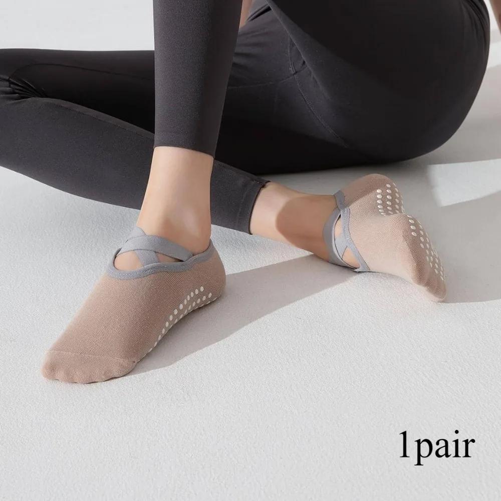 1Pair Women'S Yoga Socks With Anti Slip Pilates Exercise Ballet Socks That Absorb Moisture  Zapatos Pilates Mujer